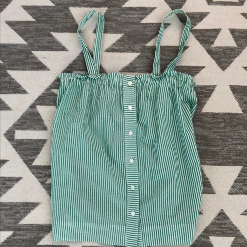 NWT JCrew green and white striped tank top